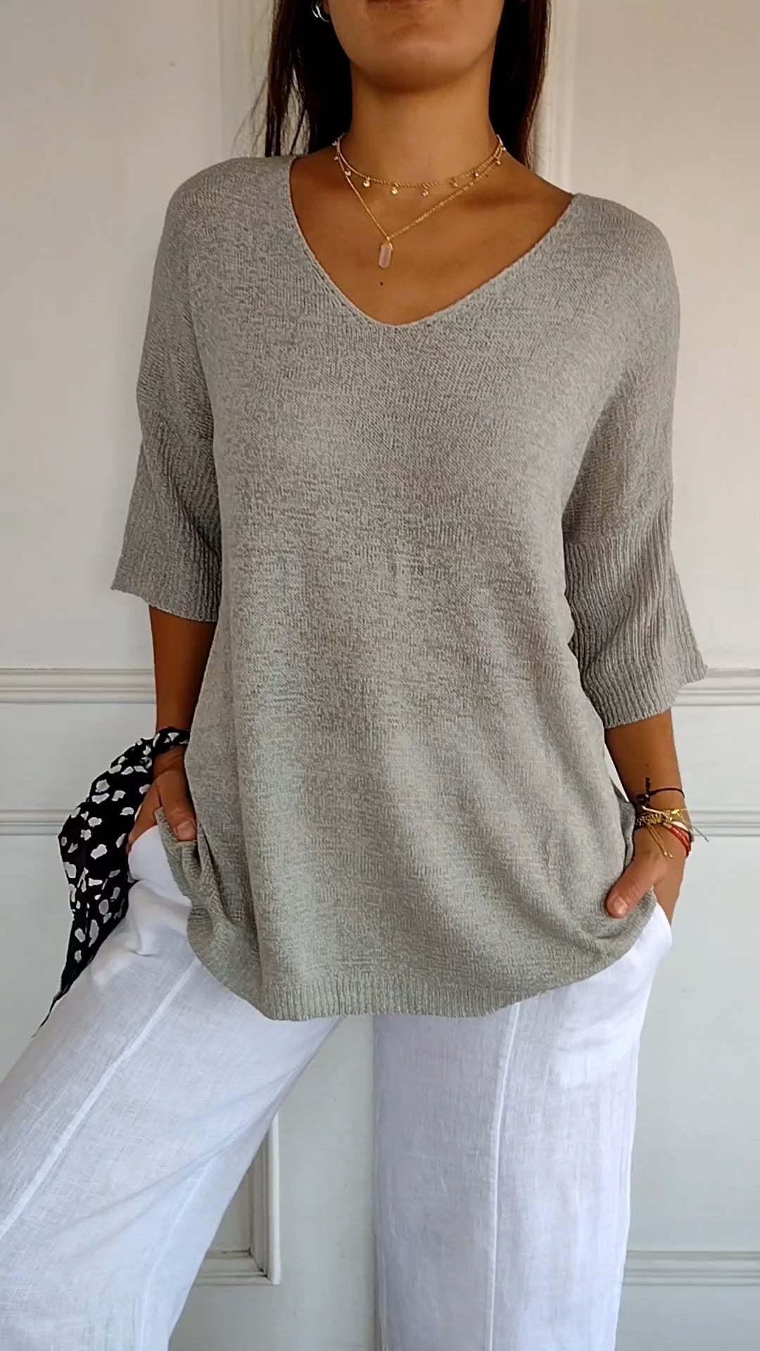 ORO | Top Casual Chic V-Ausschnitt