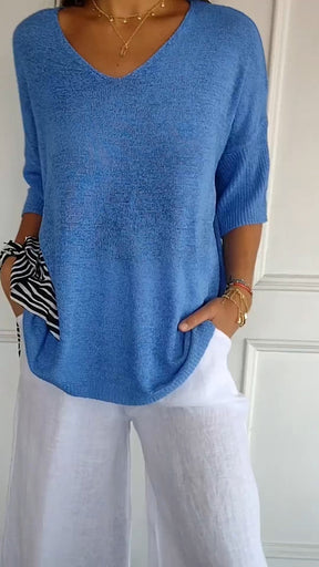 ORO | Top Casual Chic V-Ausschnitt